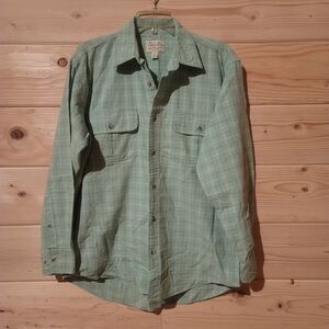 Cabela's Green Plaid Casual Button Down Shirt Size M 23x29